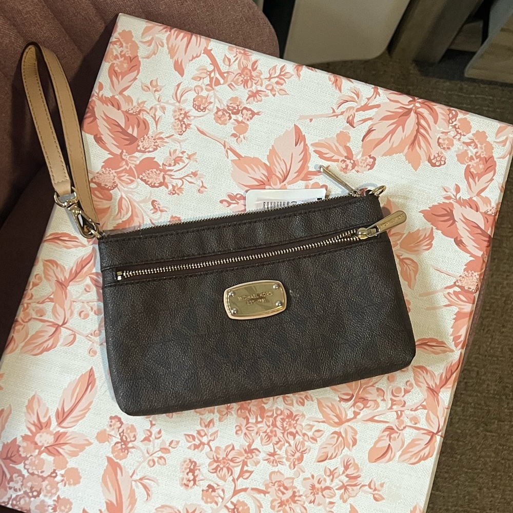 Michael Kors Brown Wristlet Clutch